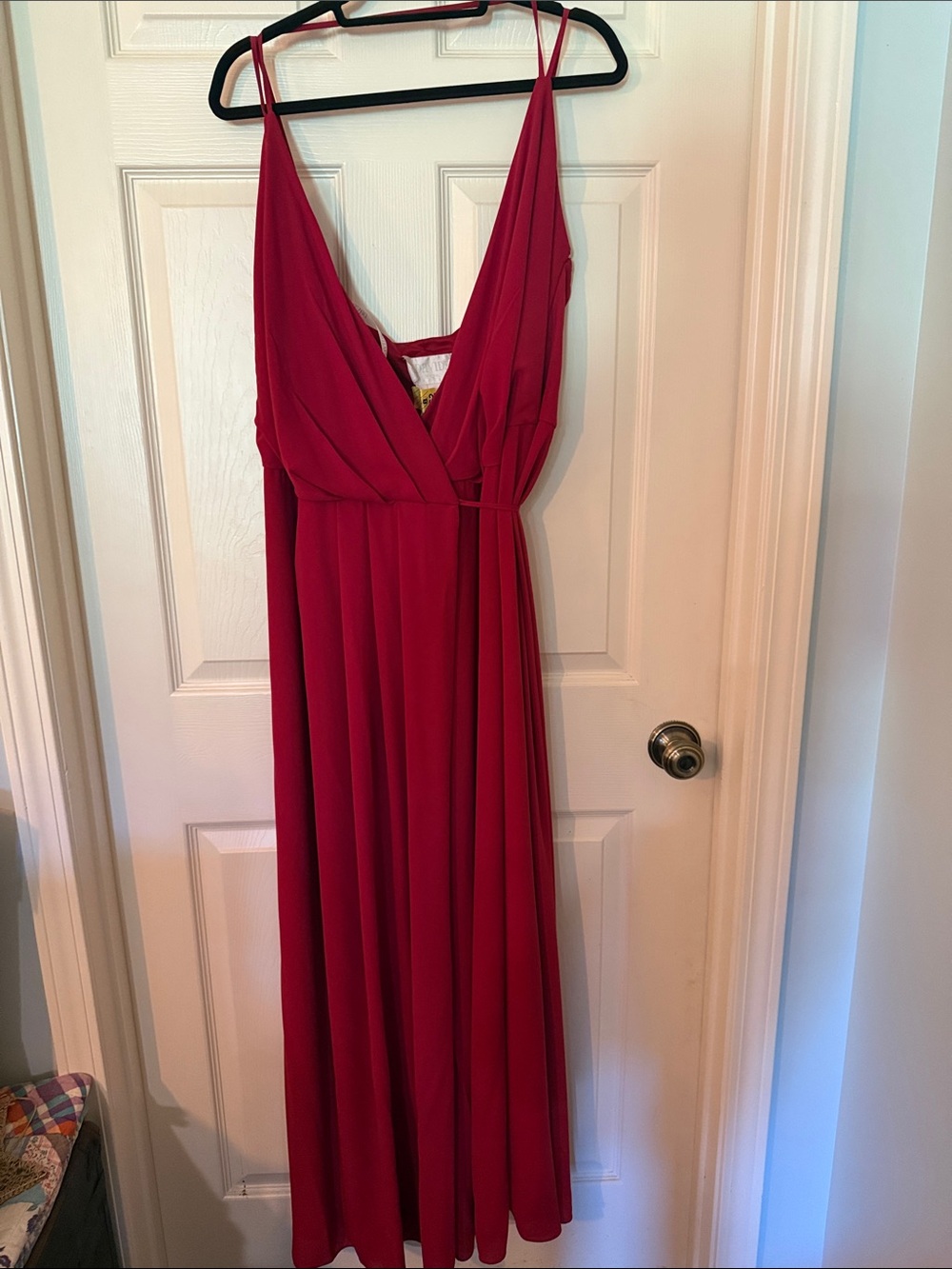 Apple Red V-Neck Double Strap Georgette Wrap Dress (altered to size 16)